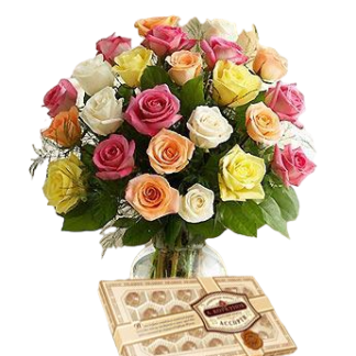 25 colorful roses with chokolates | Flower Delivery Yakutsk