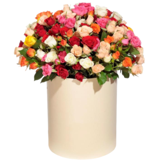 Mixed roses in a hatbox | Flower Delivery Yakutsk