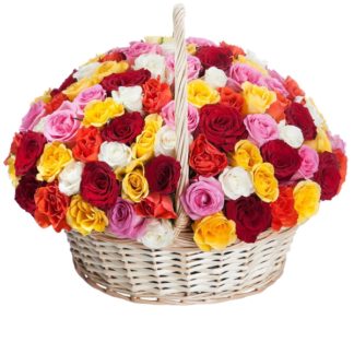 51 colorful roses in the basket | Flower Delivery Yakutsk